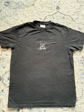 Teddy Fresh Black Short Sleeve Tee with Multicolor Teddy Embroidery